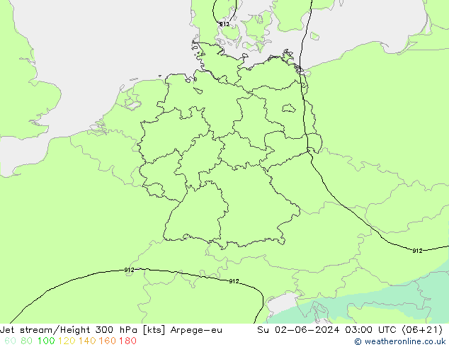 Corriente en chorro Arpege-eu dom 02.06.2024 03 UTC