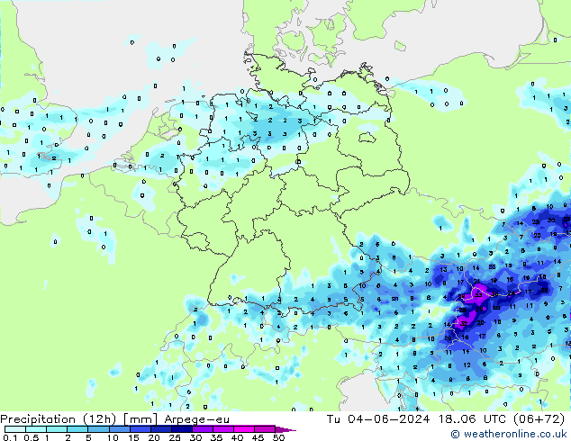 Nied. akkumuliert (12Std) Arpege-eu Di 04.06.2024 06 UTC