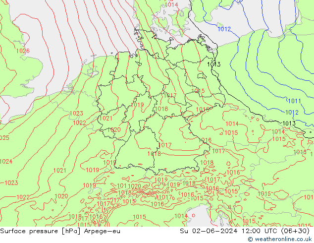 pression de l'air Arpege-eu dim 02.06.2024 12 UTC