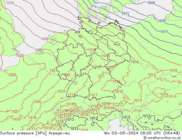 Bodendruck Arpege-eu Mo 03.06.2024 06 UTC