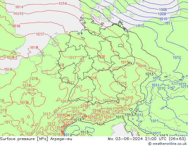 pression de l'air Arpege-eu lun 03.06.2024 21 UTC