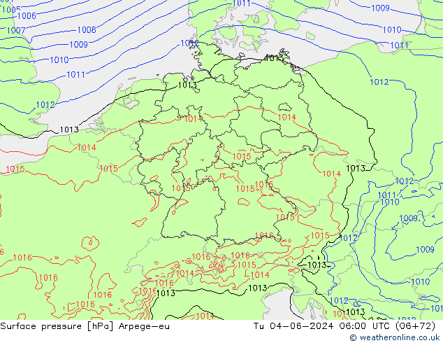 Yer basıncı Arpege-eu Sa 04.06.2024 06 UTC