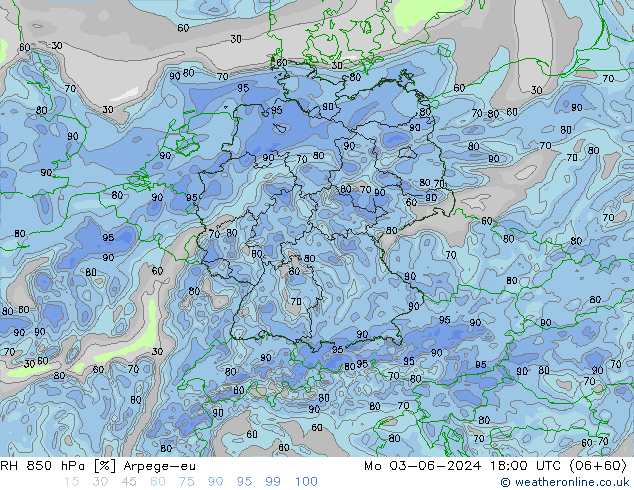 RV 850 hPa Arpege-eu ma 03.06.2024 18 UTC