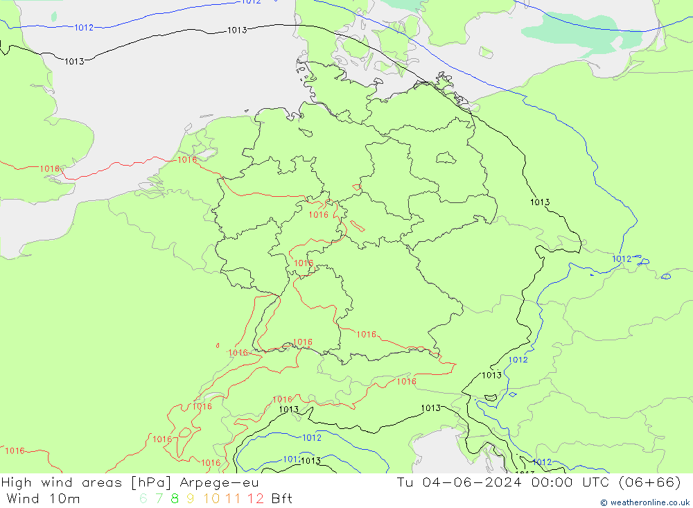 High wind areas Arpege-eu Tu 04.06.2024 00 UTC