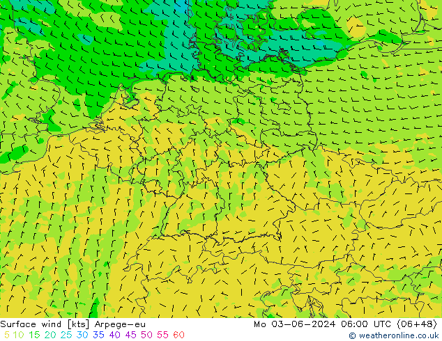  10 m Arpege-eu  03.06.2024 06 UTC
