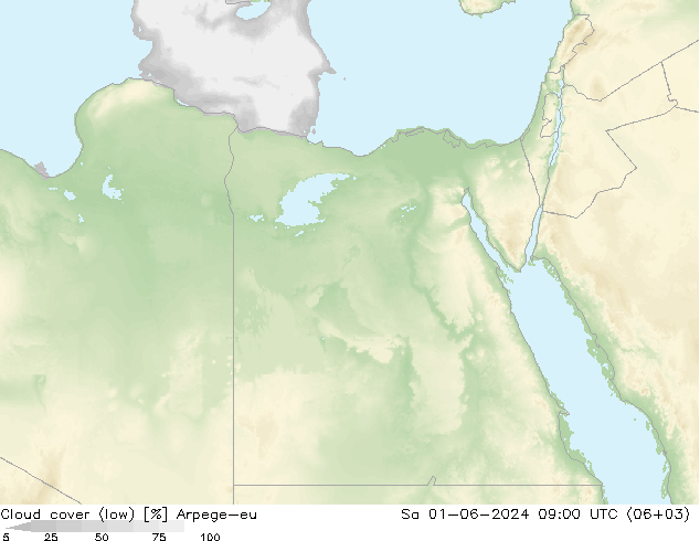 zachmurzenie (niskie) Arpege-eu so. 01.06.2024 09 UTC