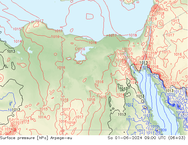 Surface pressure Arpege-eu Sa 01.06.2024 09 UTC