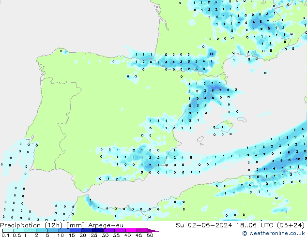 Nied. akkumuliert (12Std) Arpege-eu So 02.06.2024 06 UTC