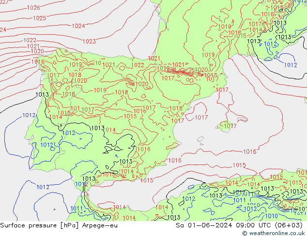 Luchtdruk (Grond) Arpege-eu za 01.06.2024 09 UTC