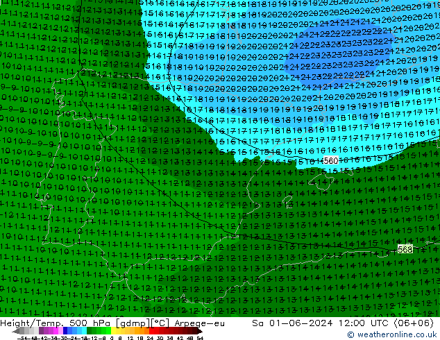 Height/Temp. 500 hPa Arpege-eu Sáb 01.06.2024 12 UTC