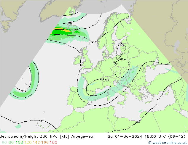 Jet stream/Height 300 hPa Arpege-eu So 01.06.2024 18 UTC