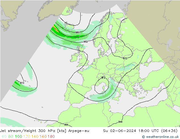 Jet stream Arpege-eu Dom 02.06.2024 18 UTC