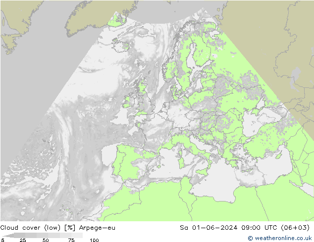 облака (низкий) Arpege-eu сб 01.06.2024 09 UTC