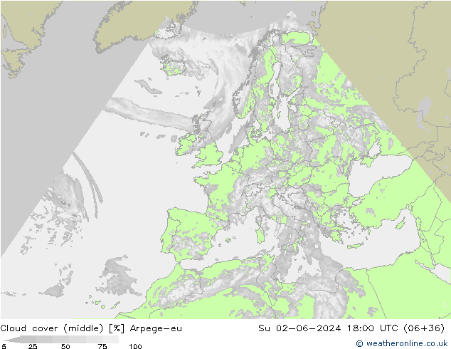 Wolken (mittel) Arpege-eu So 02.06.2024 18 UTC