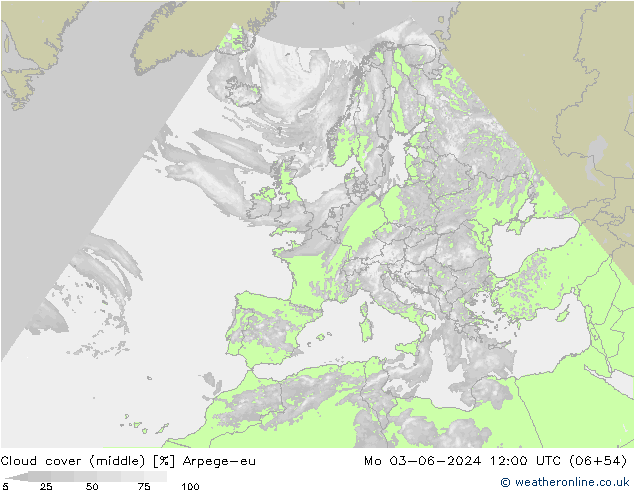 облака (средний) Arpege-eu пн 03.06.2024 12 UTC