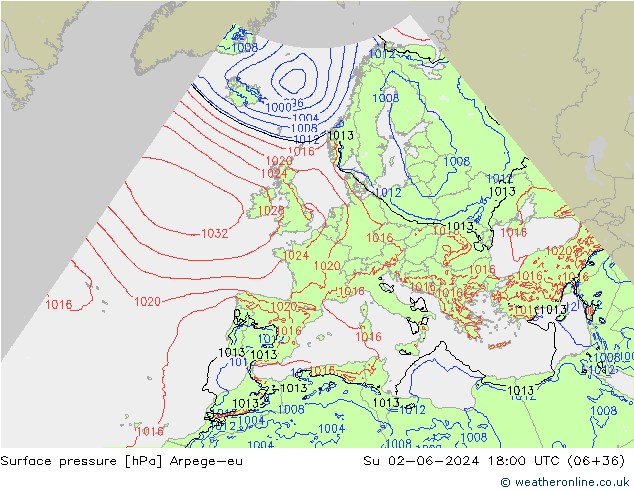 pression de l'air Arpege-eu dim 02.06.2024 18 UTC