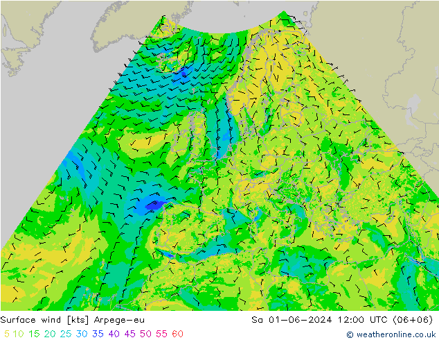 Surface wind Arpege-eu Sa 01.06.2024 12 UTC