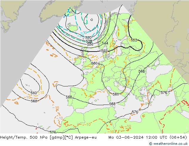 Hoogte/Temp. 500 hPa Arpege-eu ma 03.06.2024 12 UTC