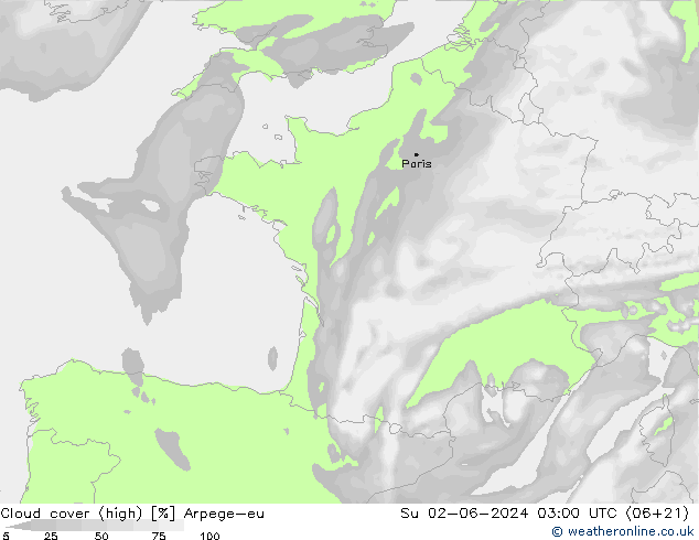 Nuages (élevé) Arpege-eu dim 02.06.2024 03 UTC