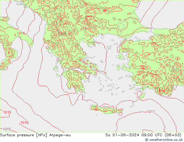 Atmosférický tlak Arpege-eu So 01.06.2024 09 UTC