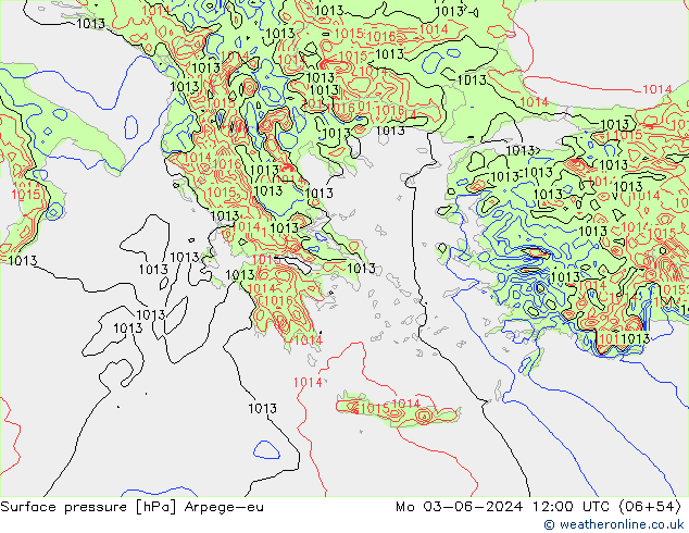 Atmosférický tlak Arpege-eu Po 03.06.2024 12 UTC