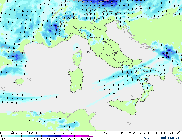 Precipitation (12h) Arpege-eu Sa 01.06.2024 18 UTC