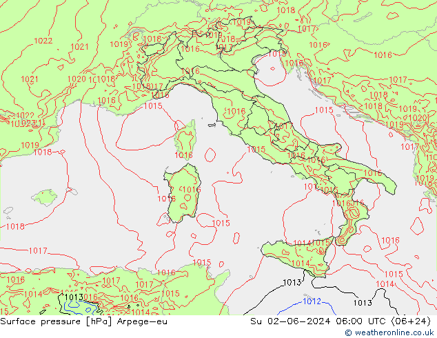 pression de l'air Arpege-eu dim 02.06.2024 06 UTC