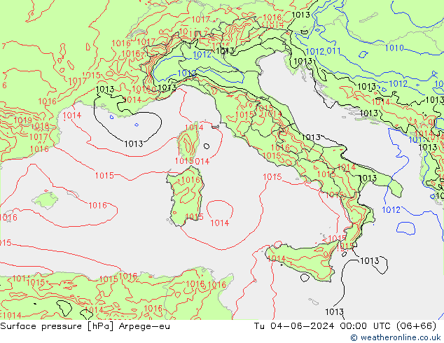 приземное давление Arpege-eu вт 04.06.2024 00 UTC