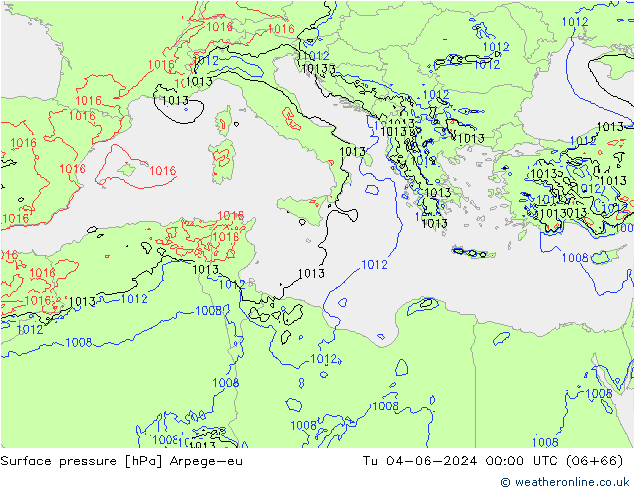 Presión superficial Arpege-eu mar 04.06.2024 00 UTC