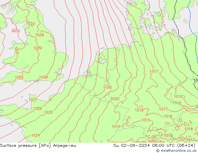 Bodendruck Arpege-eu So 02.06.2024 06 UTC