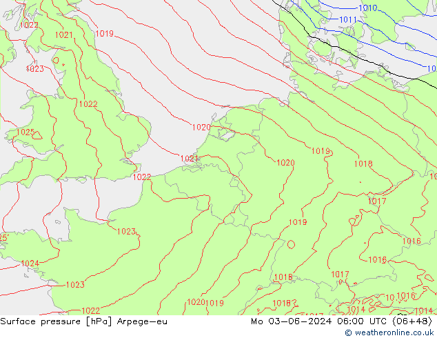 Bodendruck Arpege-eu Mo 03.06.2024 06 UTC