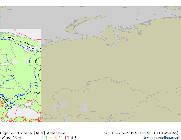 High wind areas Arpege-eu dim 02.06.2024 15 UTC