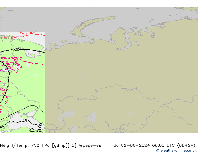 Géop./Temp. 700 hPa Arpege-eu dim 02.06.2024 06 UTC