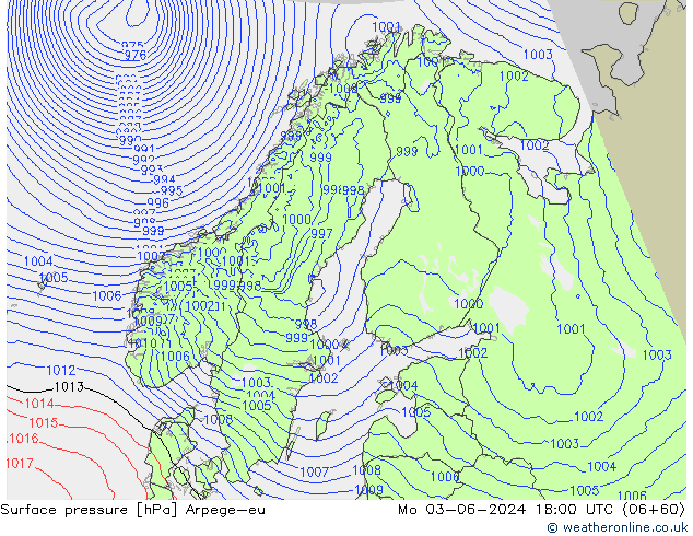 Bodendruck Arpege-eu Mo 03.06.2024 18 UTC