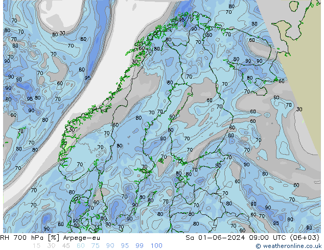 RV 700 hPa Arpege-eu za 01.06.2024 09 UTC