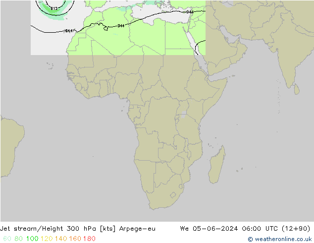 Corrente a getto Arpege-eu mer 05.06.2024 06 UTC