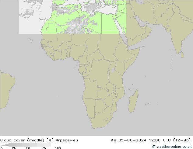 Bewolking (Middelb.) Arpege-eu wo 05.06.2024 12 UTC