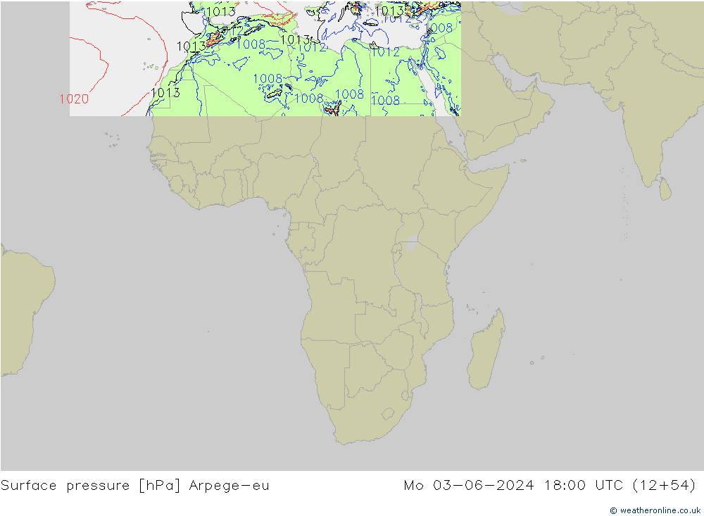 pression de l'air Arpege-eu lun 03.06.2024 18 UTC