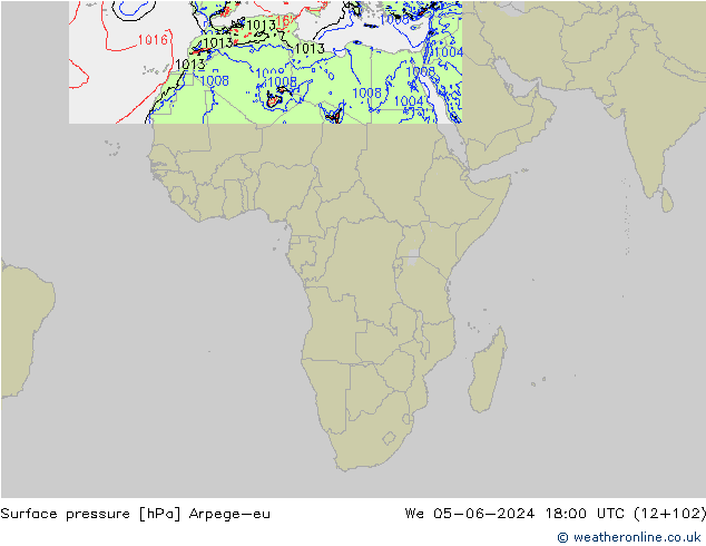 pressão do solo Arpege-eu Qua 05.06.2024 18 UTC