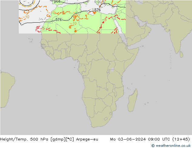 Height/Temp. 500 hPa Arpege-eu pon. 03.06.2024 09 UTC
