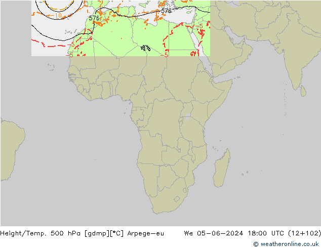 Height/Temp. 500 hPa Arpege-eu St 05.06.2024 18 UTC