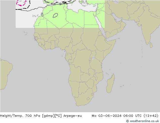 Height/Temp. 700 hPa Arpege-eu  03.06.2024 06 UTC