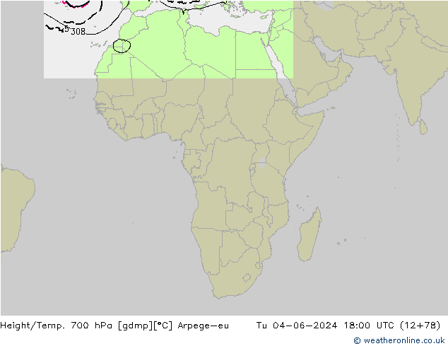 Height/Temp. 700 hPa Arpege-eu Di 04.06.2024 18 UTC