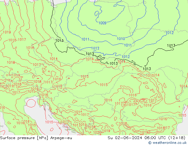 Surface pressure Arpege-eu Su 02.06.2024 06 UTC