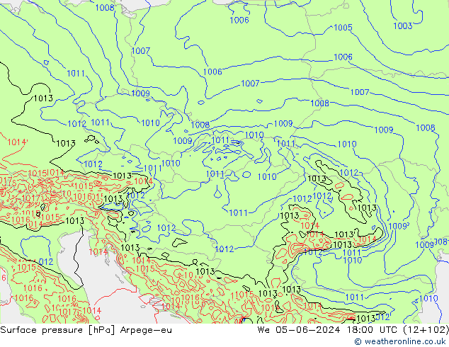 Surface pressure Arpege-eu We 05.06.2024 18 UTC