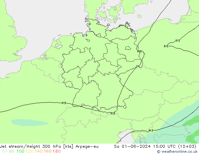 Jet stream/Height 300 hPa Arpege-eu Sa 01.06.2024 15 UTC