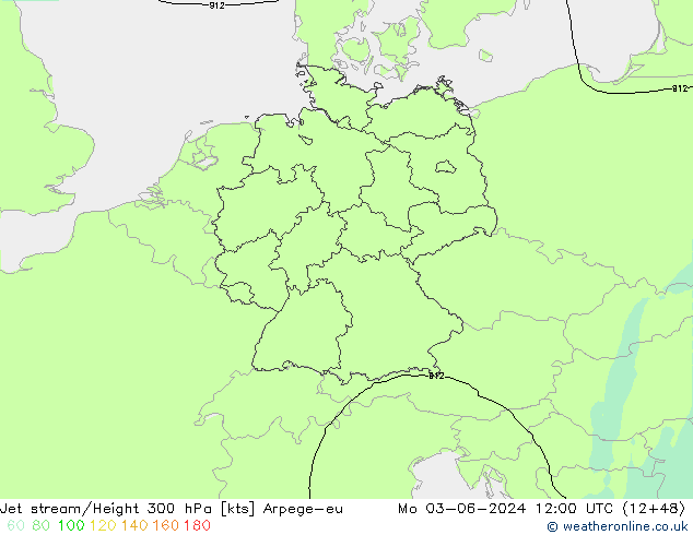 Corriente en chorro Arpege-eu lun 03.06.2024 12 UTC