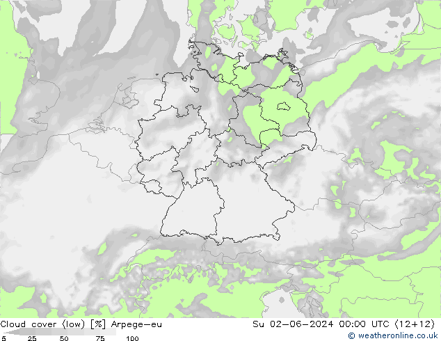 nízká oblaka Arpege-eu Ne 02.06.2024 00 UTC