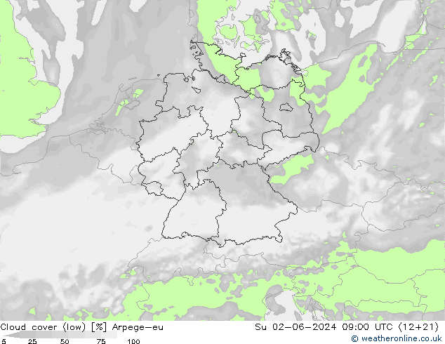 zachmurzenie (niskie) Arpege-eu nie. 02.06.2024 09 UTC