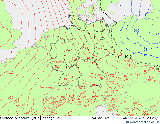 pression de l'air Arpege-eu dim 02.06.2024 09 UTC